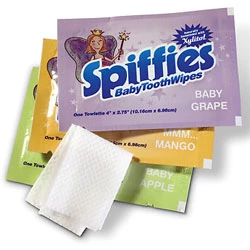 Spiffies Baby Tooth Wipes - Mango, pre-moistened with a natural formula