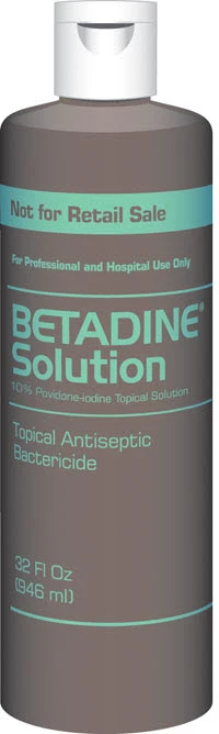 Betadine Antiseptic Solution, contains 10% povidone iodine, gylcerin, disodium