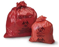 Medizinische Aktion Biohazard Rote Abfalltüte zum Sammeln, Lagern und Transportieren.