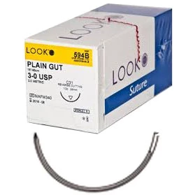 Look 3/0, 18" Plain Gut Absorbable Suture with C-31 Reverse-cutting Needle