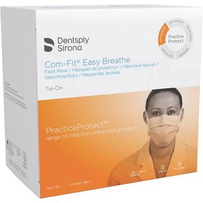Com-Fit Easy Breathe Tie-On Procedural Mask, Blue, 40/Bx. PFE 97% at 0.1