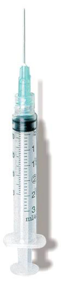 Jeringa EXELINT International de 3cc con aguja de 22 calibre x 1", punta Luer-Slip. Jeringa EXELINT International de 3cc con aguja de 22 calibre x 1", punta Luer-Slip.
