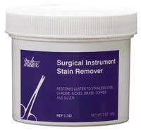 Removedor de manchas para instrumentos quirúrgicos Miltex, caja de 12 - tarros de plástico de 3 oz.