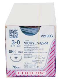 Ethicon Vicryl Rapide 5/0, 18" - быстрорастворимая шовная нить с покрытием.