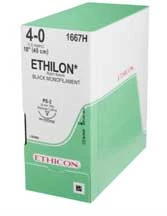 Ethicon Ethilon 2/0, 18" Black Monofilament Non-Absorbable Suture with Reverse