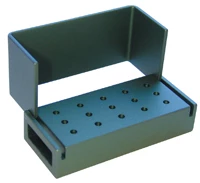 Axis 15 Hole - 15 RA - Green Anodized Aluminum Bur Block. Autoclavable