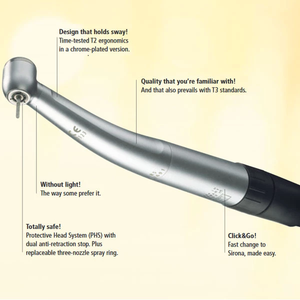 Sirona T3 Racer High Speed Air Handpiece without Light. Turbines with Fixed Sirona T3 Racer High Speed Air Handpiece without Light. Turbines with Fixed