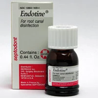 Antiséptico para conducto radicular Endotine, paraclorofenol y acetato de metacresilo.