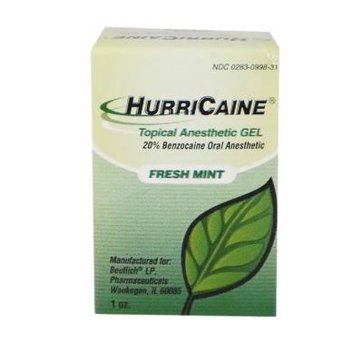 HurriCaine Frische Minze Topisches Anästhetikum Gel (Benzocain 20%), 30 g Glas