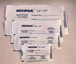 MedPak 7.5" x 14" Self-Sealing Paper/Blue Film Sterilization Pouch with Color