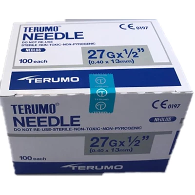 Terumo гиподермическая игла 27G x 1/2", стандартная стенка - серый. 100 шт./упаковка. Точность.