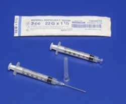 Monoject SoftPack 3 mL Syringe with Needle 25 G x 5/8". Sterile, Single Use