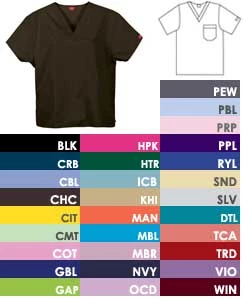Ежедневная унисекс футболка для медицинского персонала Dickies Everyday Scrubs - цвет терракота, V-образный вырез.