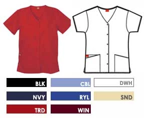 Scrubs Dickies Everyday - Top negro - Manga corta con botones delanteros.