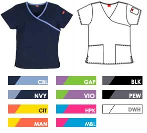 Everyday Scrub Dickies Everyday Scrubs Top - Violet Top With Green Apple Trim