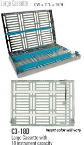 Cassete de Esterilização Nordent Grande, 18 Instrumentos com área aberta de 1,5" x 8".