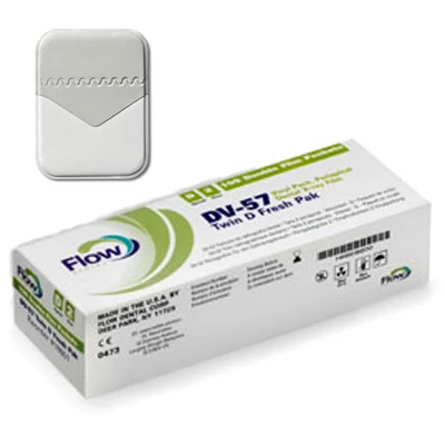 Filme Radiográfico Flow X-Ray #2 DV-57 Fresh Pak Adulto em pacotes de vinil macio com 2 filmes, embalagem.