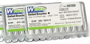 Webco Purple 21mm (#0/0.20) Stainless Steel Barbed Broaches