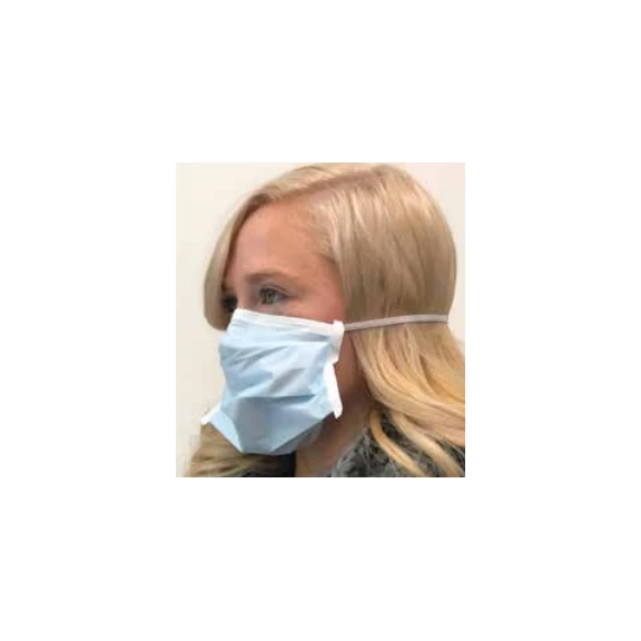 Mascarilla facial Shield Blue con banda de retención, caja individual, 50/unidad. Resistente a fluidos.