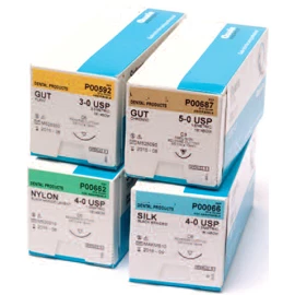 House Brand 4/0, 18" Chromic Gut Suture with C-6 Needle, Box of 12 Suture Sets