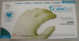 UniGloves Lano-E Latex Exam Glove with Lanolin Plus Vitamin E Inner Coating