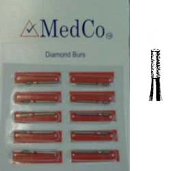 Medco Single Use Diamond Bur FG #835-012 Disposable, Medium Grit, Flat-End