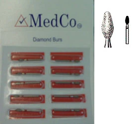 Medco Multi-Use Diamond Bur FG #103-025M Medium Grit, Round End Football, 1/10