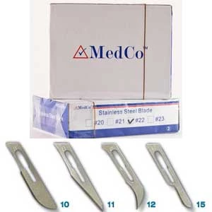 Medco #10 Sterile Stainless Steel Surgical Scalpel Blade, Box of 100 blades