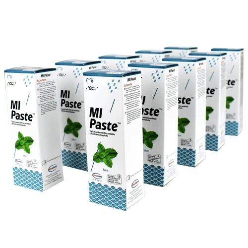 MI Paste Mint 10/Pk. Crema Tópica para Dientes contiene RECALDENT (CPP-ACP).