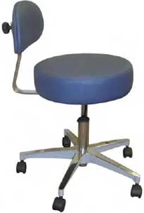 Taburete de médico de marca propia - Asiento redondo con respaldo cómodo.