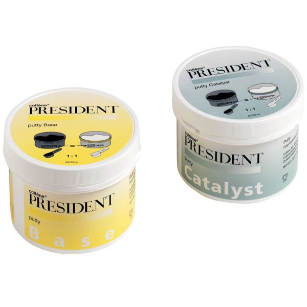 President Putty - Soft Regular Set Vinyl Polysiloxane, 1 Jar each of Base