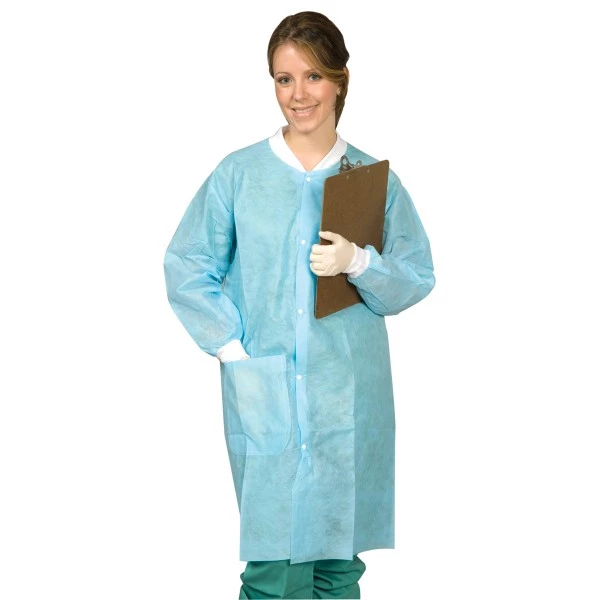 Bata de laboratorio - XXX-XL, azul 10/unidad. Unisex, hasta la rodilla (largo completo).