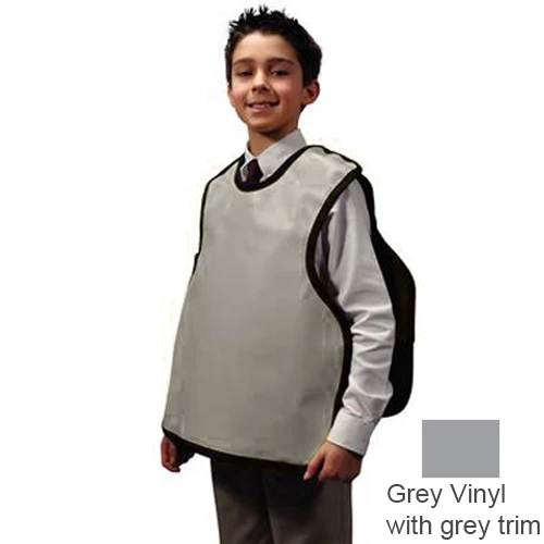 Delantal de rayos X dual Palmero Child Pano, vinilo gris con ribete gris, 19 7/8" x 19.