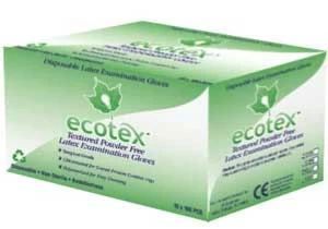 Ecotex Powder-Free Latex Gloves, Medium, Textured grip, Polymerized, Soft