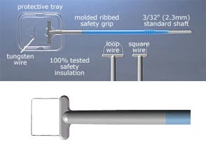 Bovie Aaron Square Electrodes 10 mm x 8 mm, Disposable. Tungsten wire