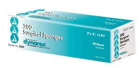 Dynarex 2" x 2" 12 ply All Gauze Sponges 200/Pk. Non-Sterile