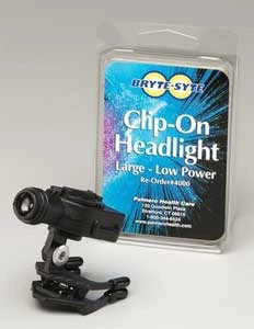 Bryte-Syte Headlight, Wireless LED Clip-On. Low Power, Aims a bright, white LED