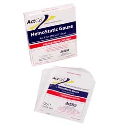 Gasa Hemostática ActCel - 2" x 2". Sustancia natural similar al colágeno creada.