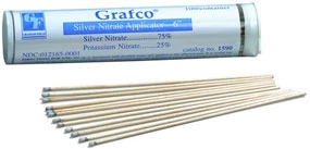 Grafco Silver Nitrate Applicators, 6". Rigid, wooden applicator stick tipped