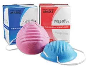 Mascarilla quirúrgica moldeada en cono resistente a fluidos Prehma Blue con BFE > 98%