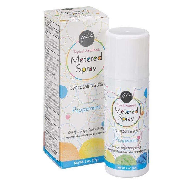 Gelato-Minz-Geschmack Topisches Anästhetikum (Benzocain 20%) Spray, 60 ml. Dosiert