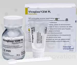 Kit de mezcla manual Vivaglass CEM PL - Polvo y líquido, ionómero de vidrio de tono universal.
