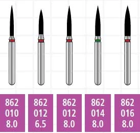 Alpen x1 FG #862.012 Grana Media, Fresa Diamante a Forma di Fiamma, Monouso. Confezione