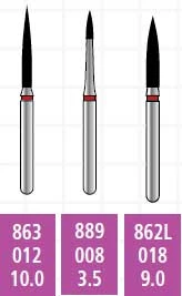 Alpen x1 FG #889.009 Feinkörniger, flammenförmiger, einweg Diamantbohrer. Verpackung