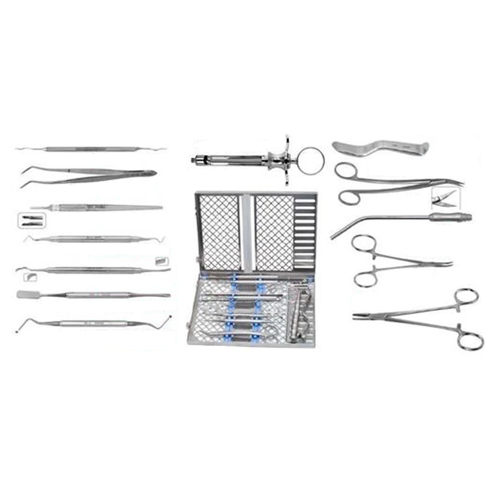 Juego básico de cirugía dental Osung Dr. Park con 14 instrumentos de acero inoxidable.