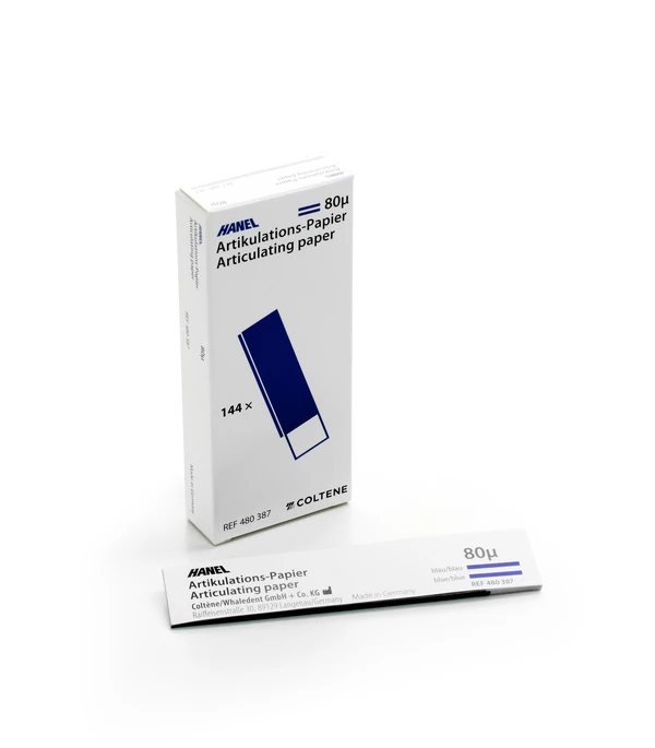 Hanel I-Shaped Articulating Paper Strips, 80 micron, Blue, 20 mm x 105 mm