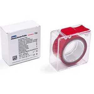 Hanel Occlusion Foil, Two-sided Red, 12 microns, 22 mm x 25 m roll Hanel Occlusion Foil, Two-sided Red, 12 microns, 22 mm x 25 m roll