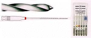 Mani #40 stainless steel engine reamers, 25mm, ISO color-coded, RA Shank, Box