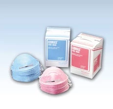 Mascarilla facial de cono moldeado azul Comas. Caja de 50 mascarillas. Debido a COVID-19, mascarilla facial.