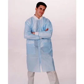 Batas de laboratorio desechables ValuMax - Azul cielo, grande, hasta la rodilla, livianas y resistentes a salpicaduras.